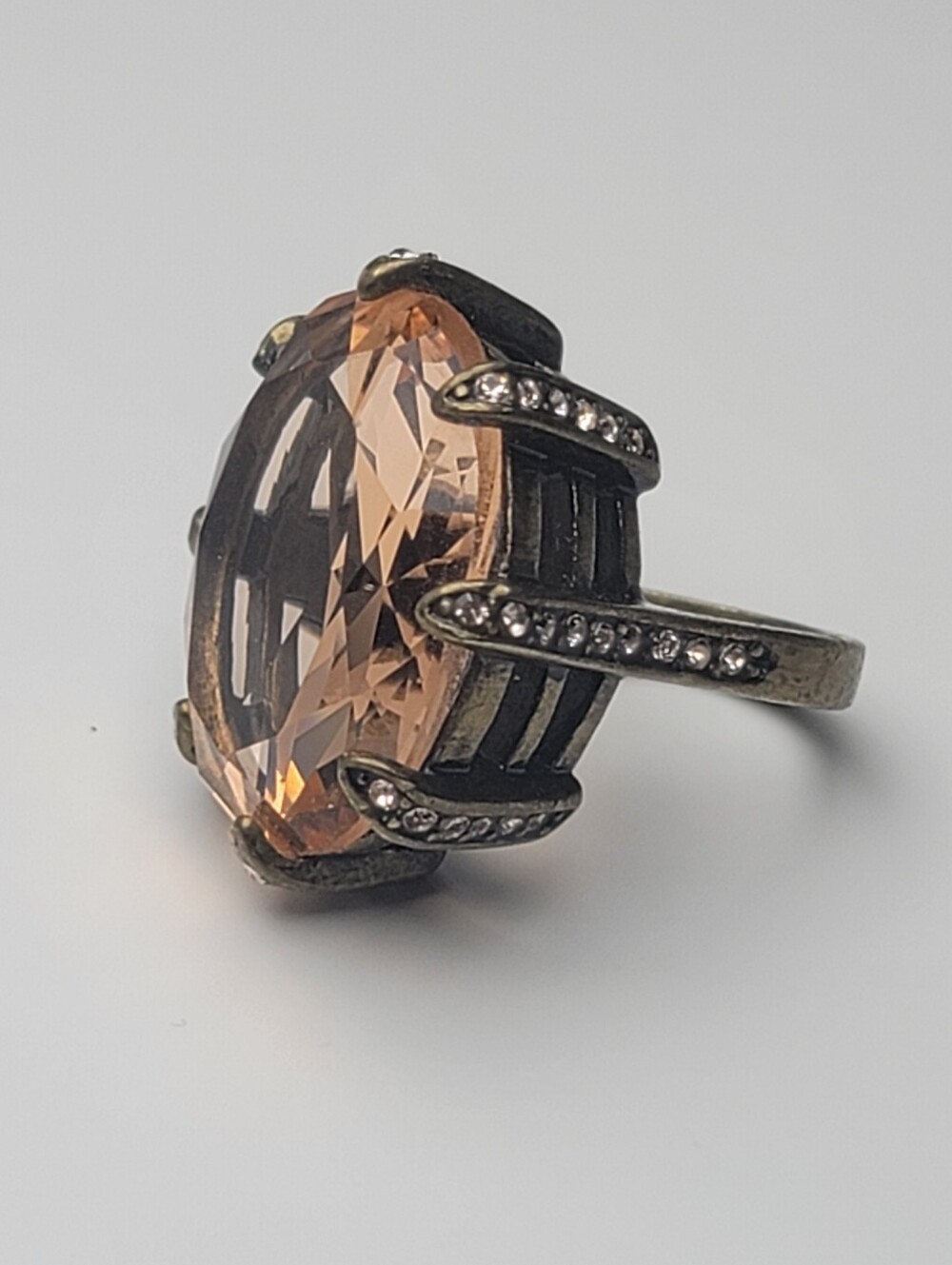 Lia Sophia "Peach Melba" Faceted Glass With Peach Accent Crystals - Vintage